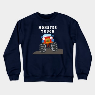 illustration of monster truck with cartoon style. Crewneck Sweatshirt